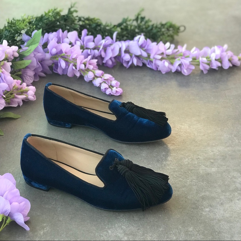 M. Gemi Velvet Tassel Loafers Size 6.5 US